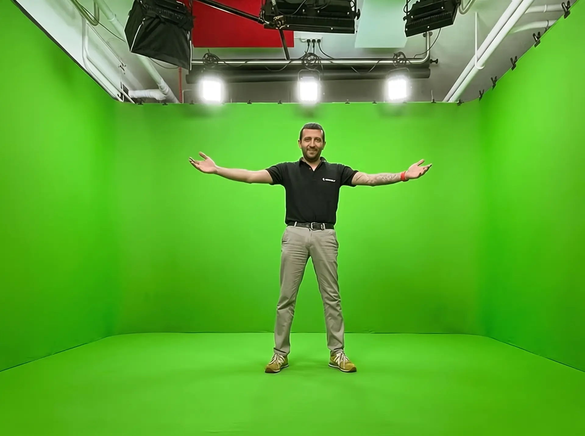 Set green screen dello studio illuminato